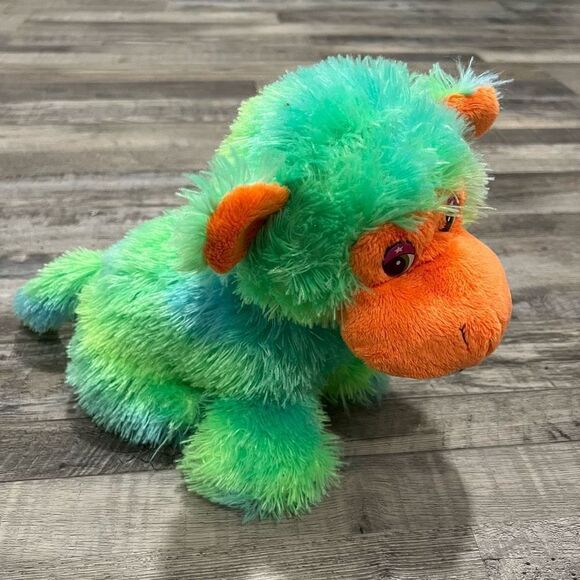 Neon green and orange stuffed monkey - Picture 2 of 16